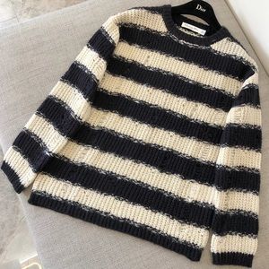 Christian Dior stripe hollow knitwear sweater
